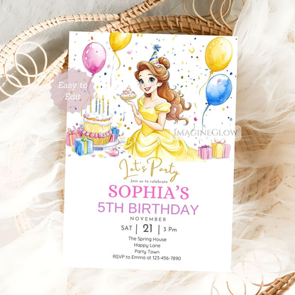 Editable Belle birthday template
