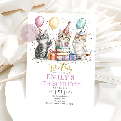 Cat-themed birthday card with playful design
