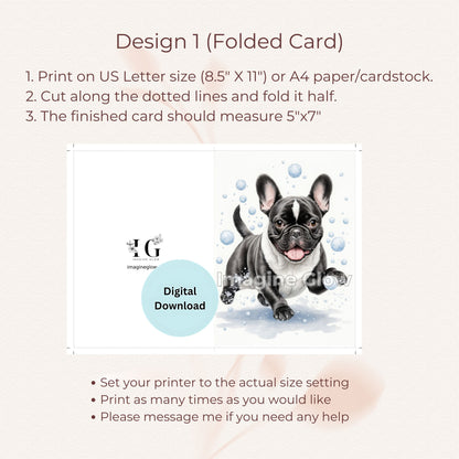 Christmas Dog Greeting Card - French Bulldog Printable