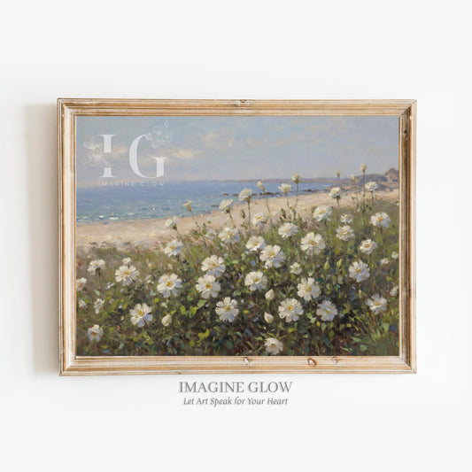 Coastal Wildflower Field Landscape - Nature Printable Art Decor