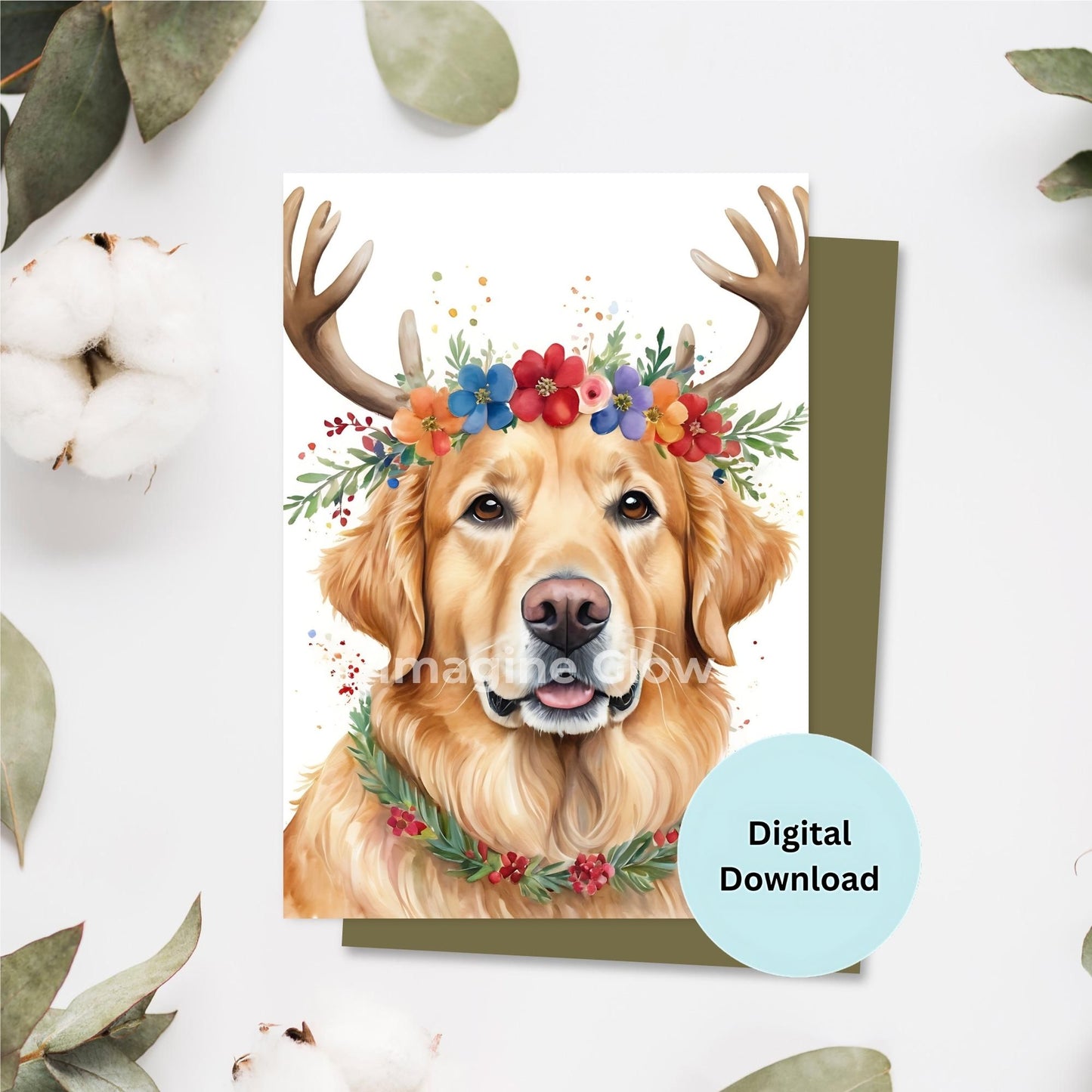 Festive Labrador retriever Christmas card for dog lovers.
