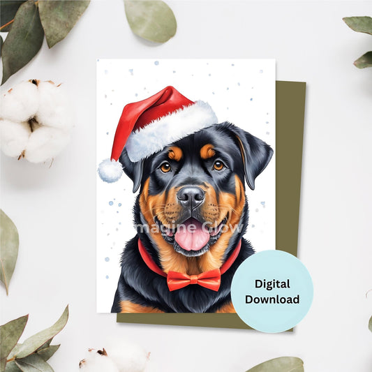 Rottweiler Christmas card featuring a festive dog design.