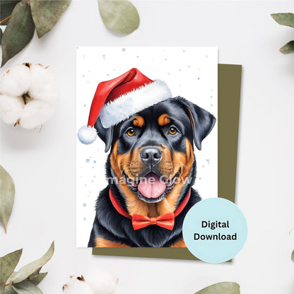 Rottweiler Christmas card featuring a festive dog design.
