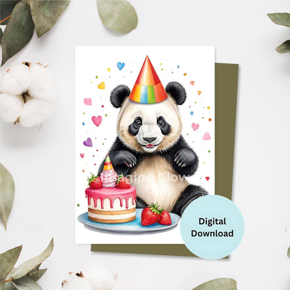 Cute panda birthday card, perfect for animal lovers of all ages.
