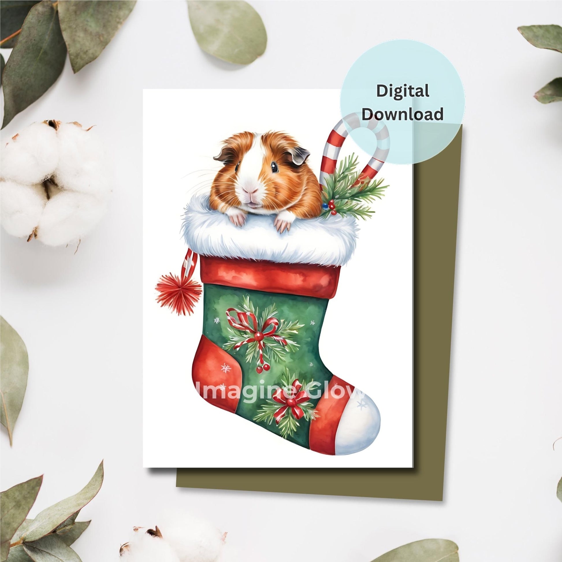 Cute Guinea Pig Holiday Card for Sending Warm Wishes - Printable Design