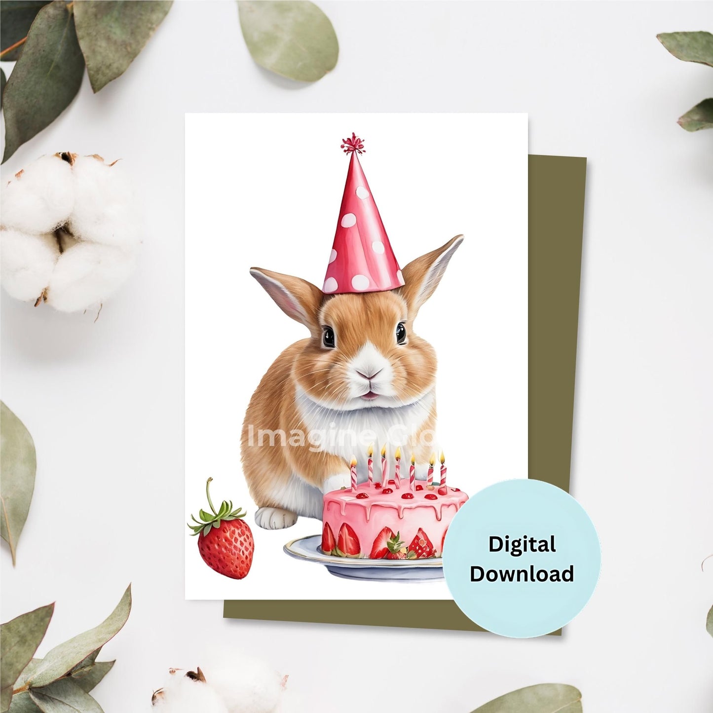 Cute rabbit birthday card for animal lovers.
