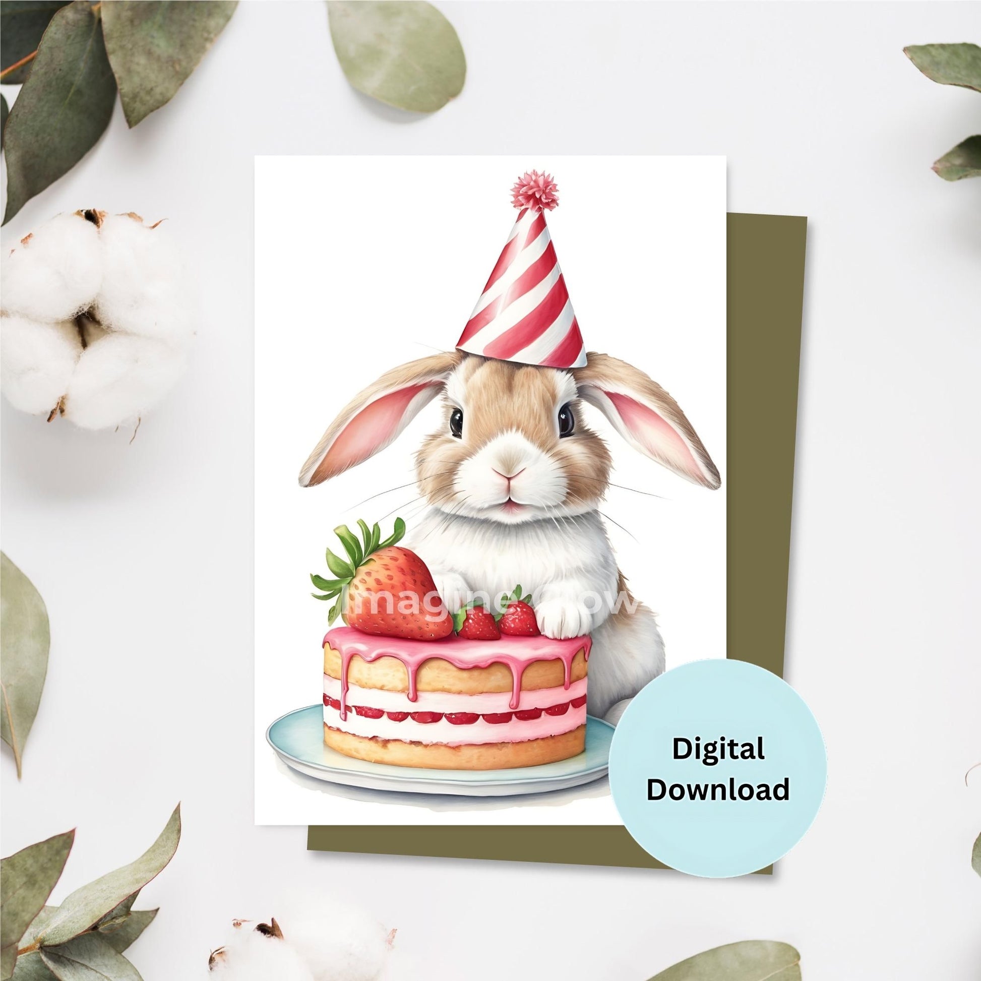 Cute rabbit birthday card for animal lovers.
