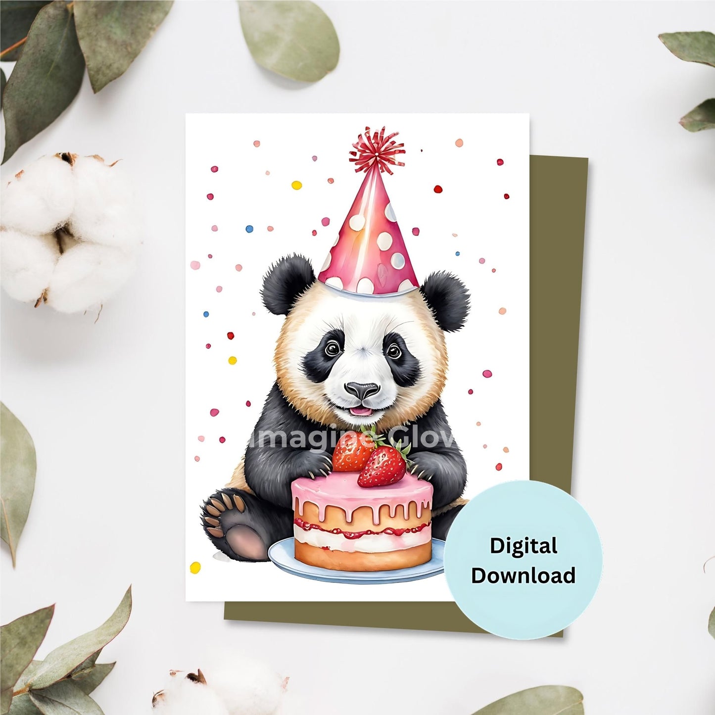 Cute panda birthday card, perfect for animal lovers of all ages.
