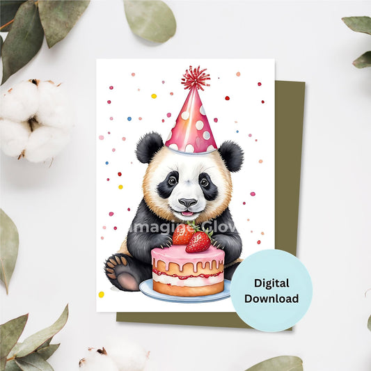 Cute panda birthday card, perfect for animal lovers of all ages.
