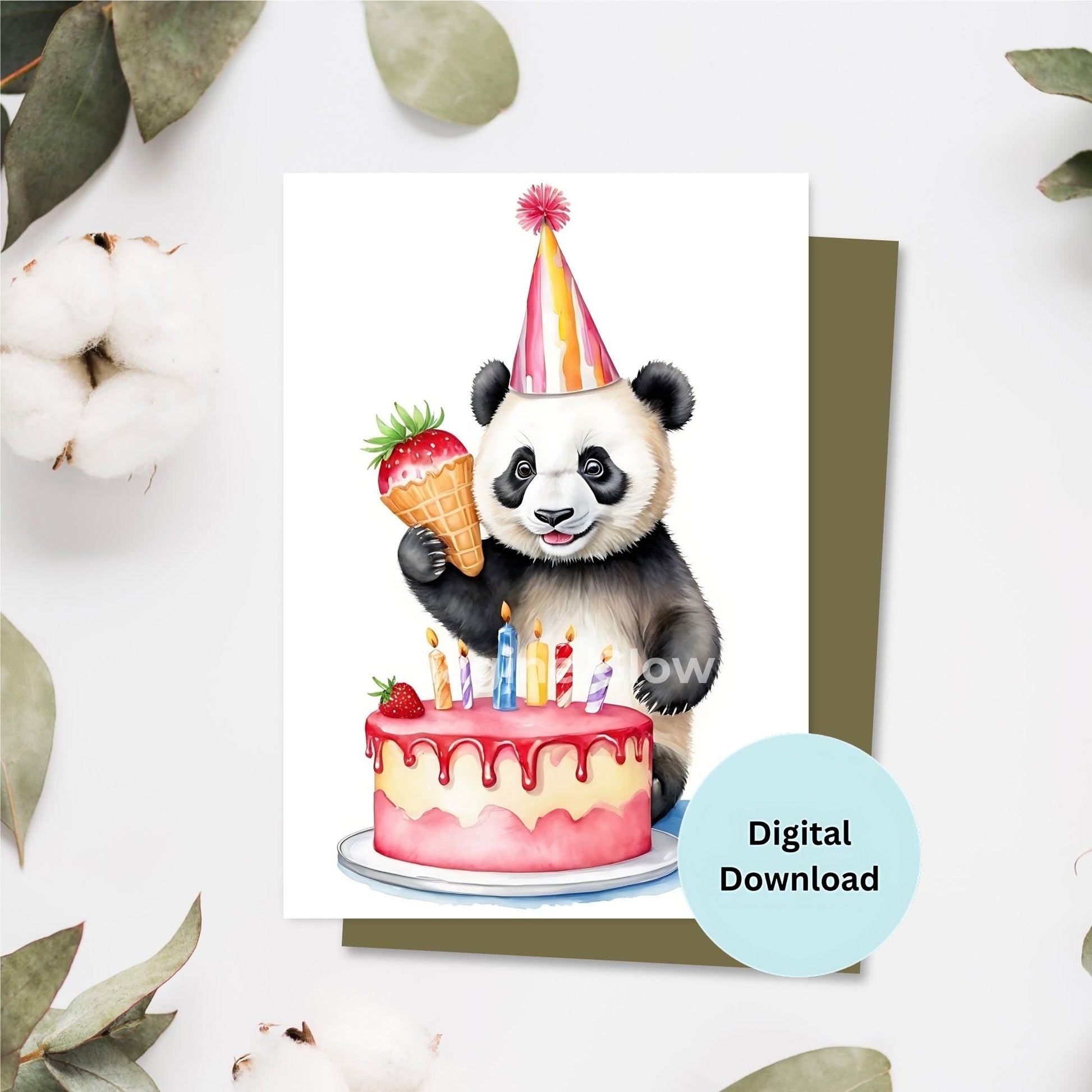 Cute panda birthday card, perfect for animal lovers of all ages.
