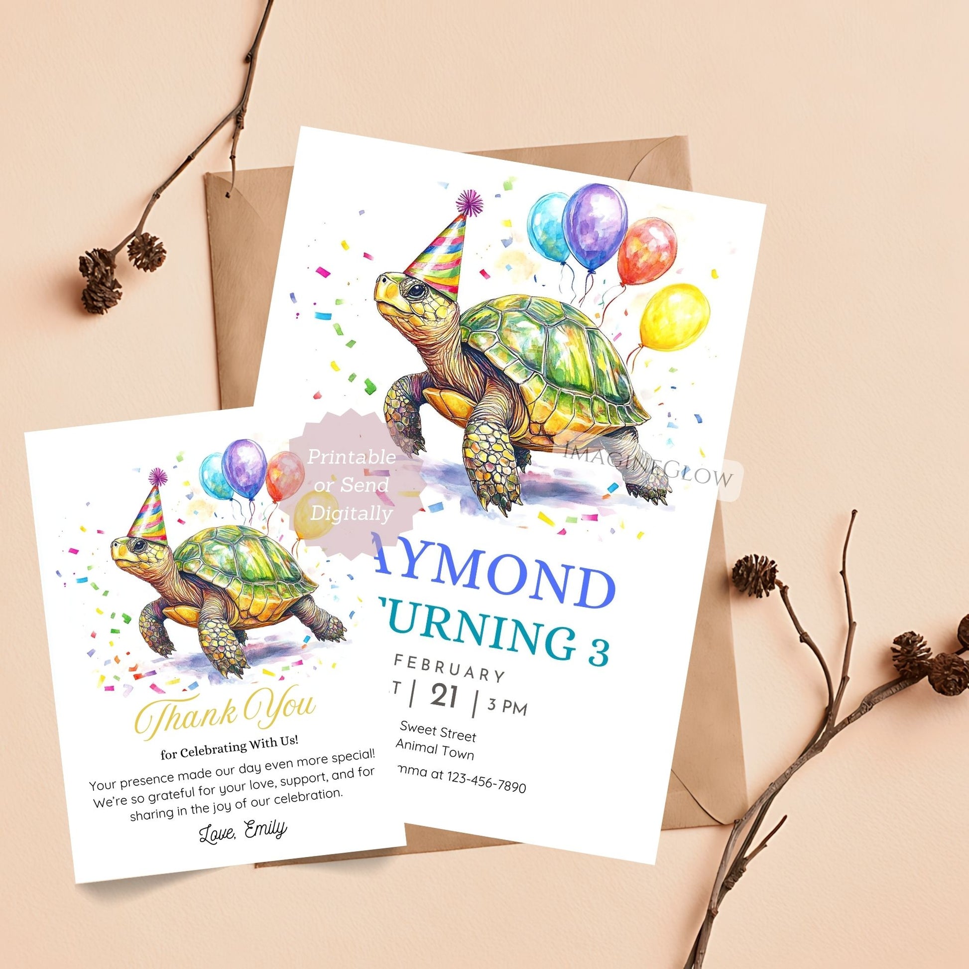 Turtle birthday invitation and thank you card ocean theme
Editable turtle party invitation and thank you card printable
Sea turtle birthday invitation with matching thank you card
