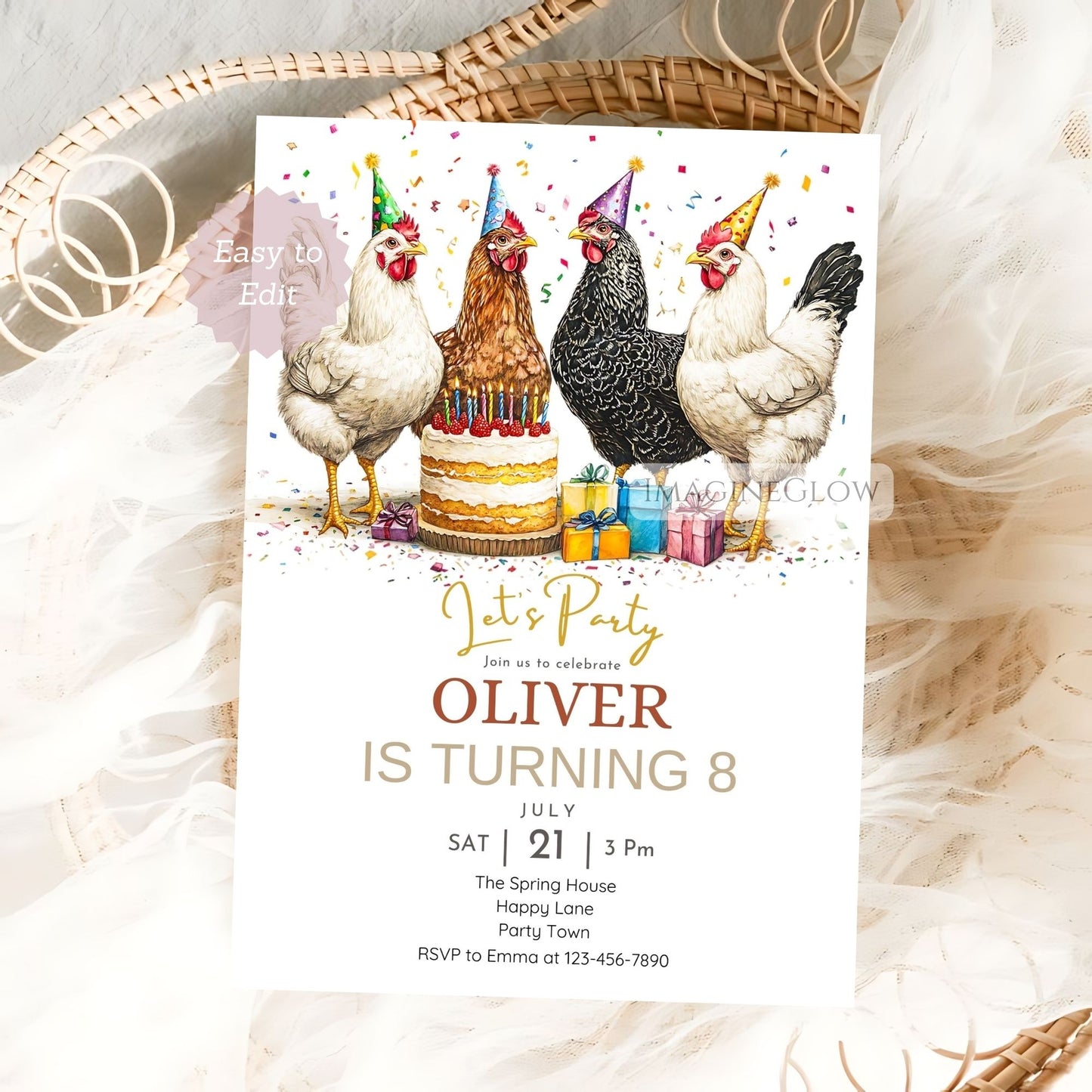 Hen party invitation for children’s birthday

