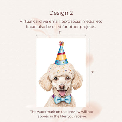 Custom birthday greeting card featuring a Poodle.