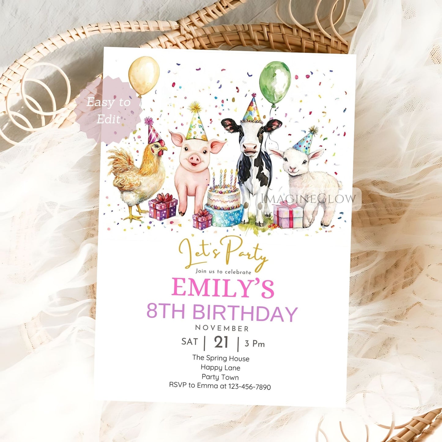 Country-themed birthday invitation farm animals
Cute farm birthday invite for toddler
