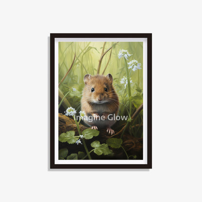 Cute Field Vole In Forest - Printable Animal Wall Art
