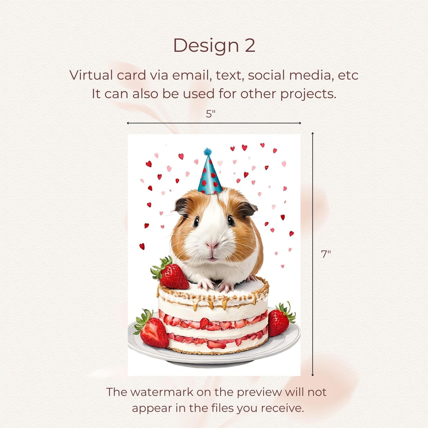 Cute Guinea Pig Birthday Card - Printable Funny Greeting Card
