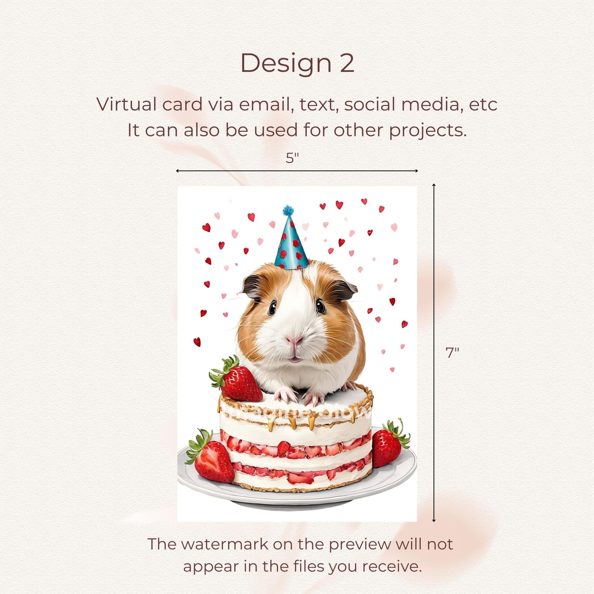 Cute Guinea Pig Birthday Card - Printable Funny Greeting Card