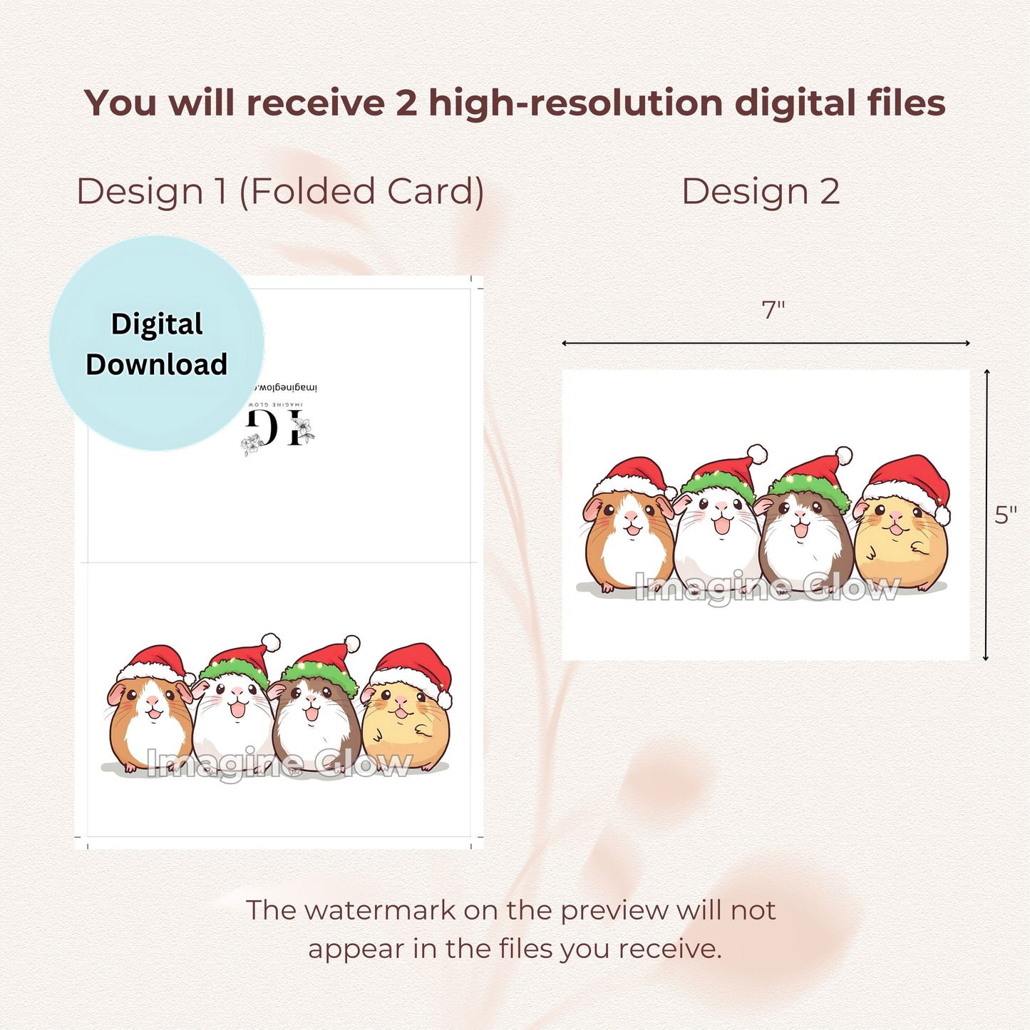 Cute Guinea Pig Christmas Card for Animal Lovers