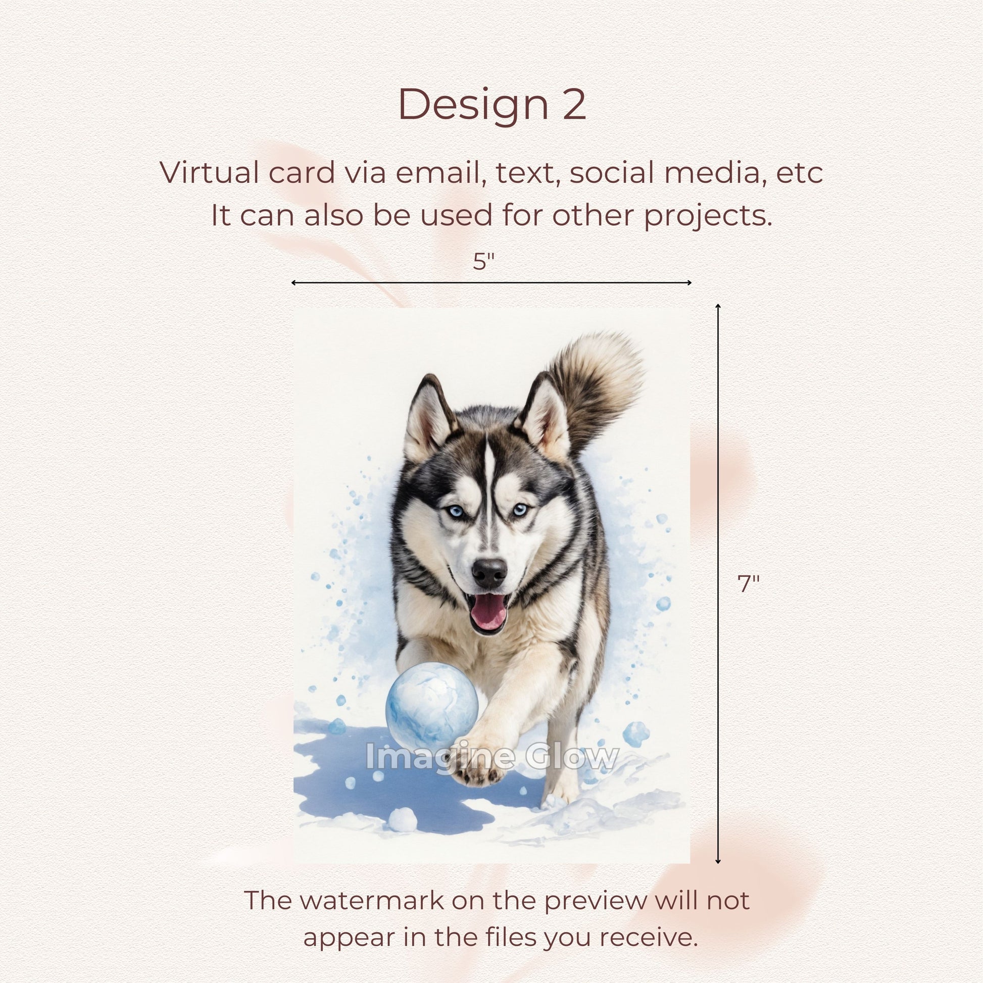 Cute Husky Winter Scene for Christmas Card
