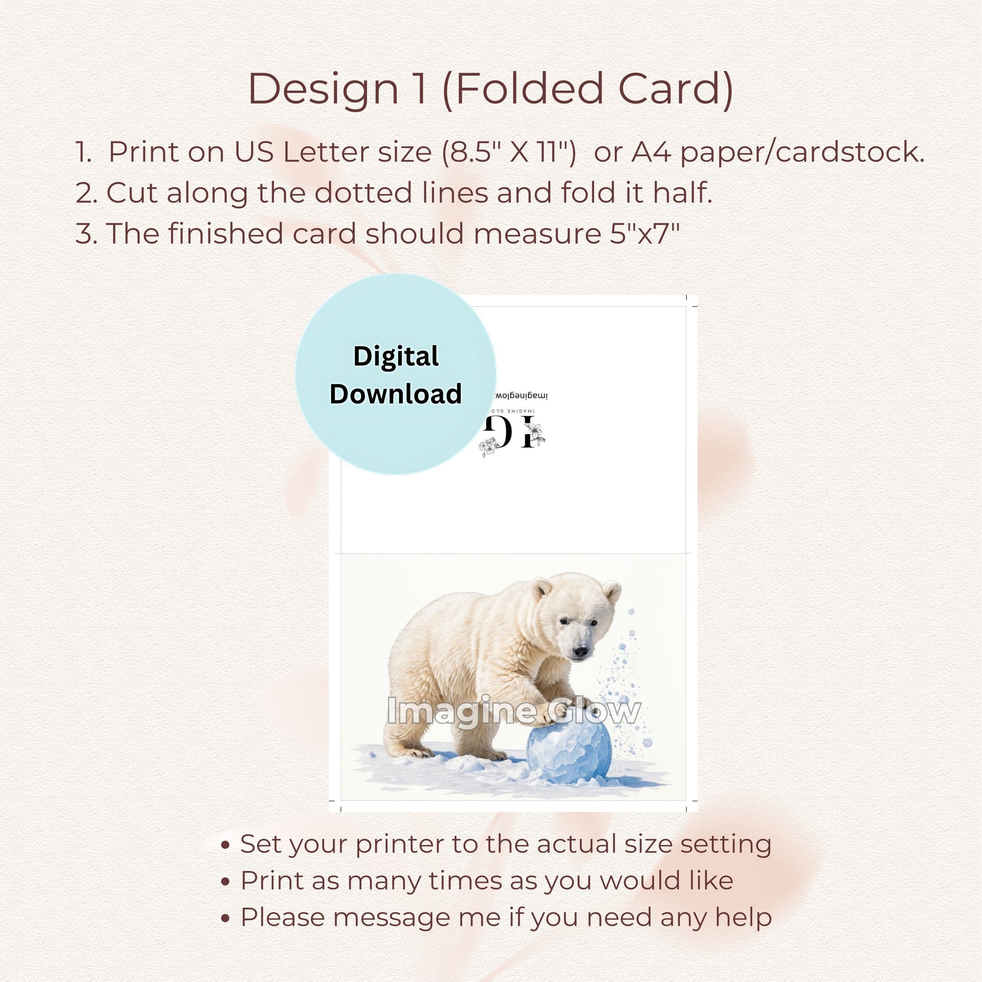 Cute Polar Bear Winter Greeting Card for Holidays