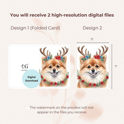 Cute Pomeranian Dog Christmas Card Printable