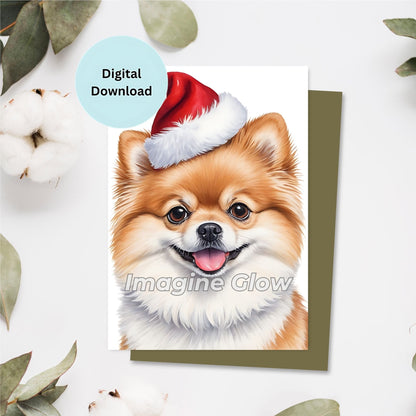 Cute Pomeranian Dog Christmas Card for the Holidays