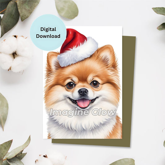 Cute Pomeranian Dog Christmas Card for the Holidays