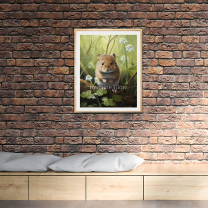 Cute hamster illustration for printable wall art.