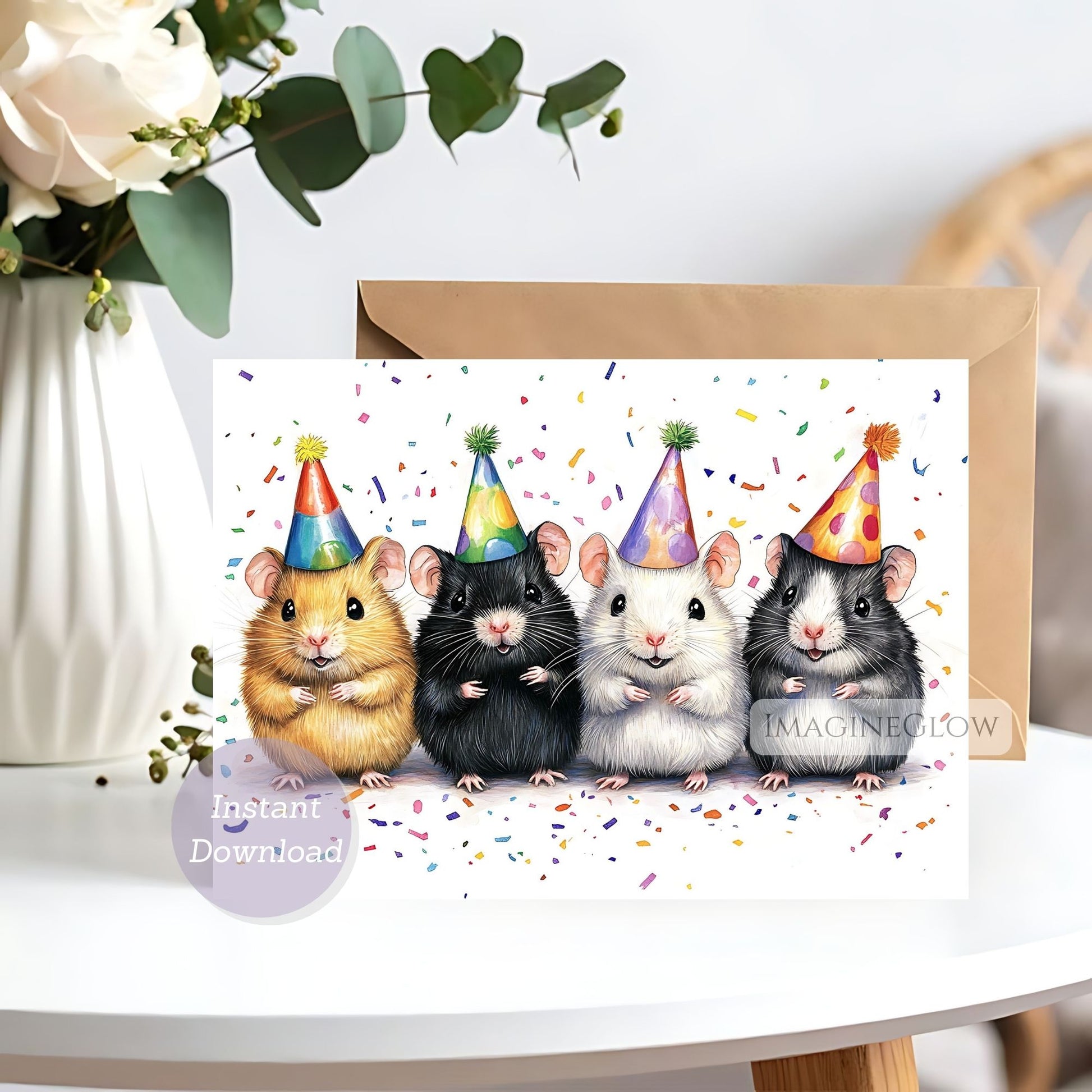 Hamster birthday card
Cute hamster greeting card
