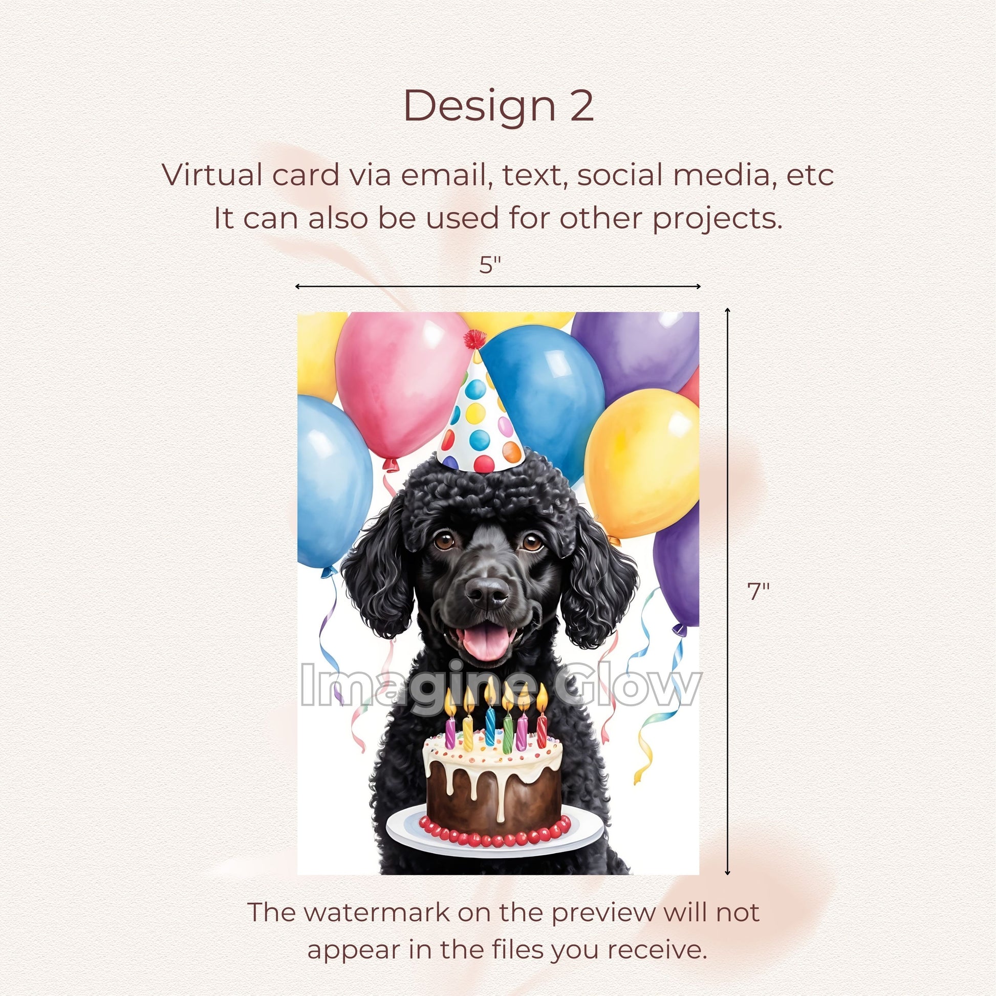 Dog-themed printable birthday card for Poodle lovers.