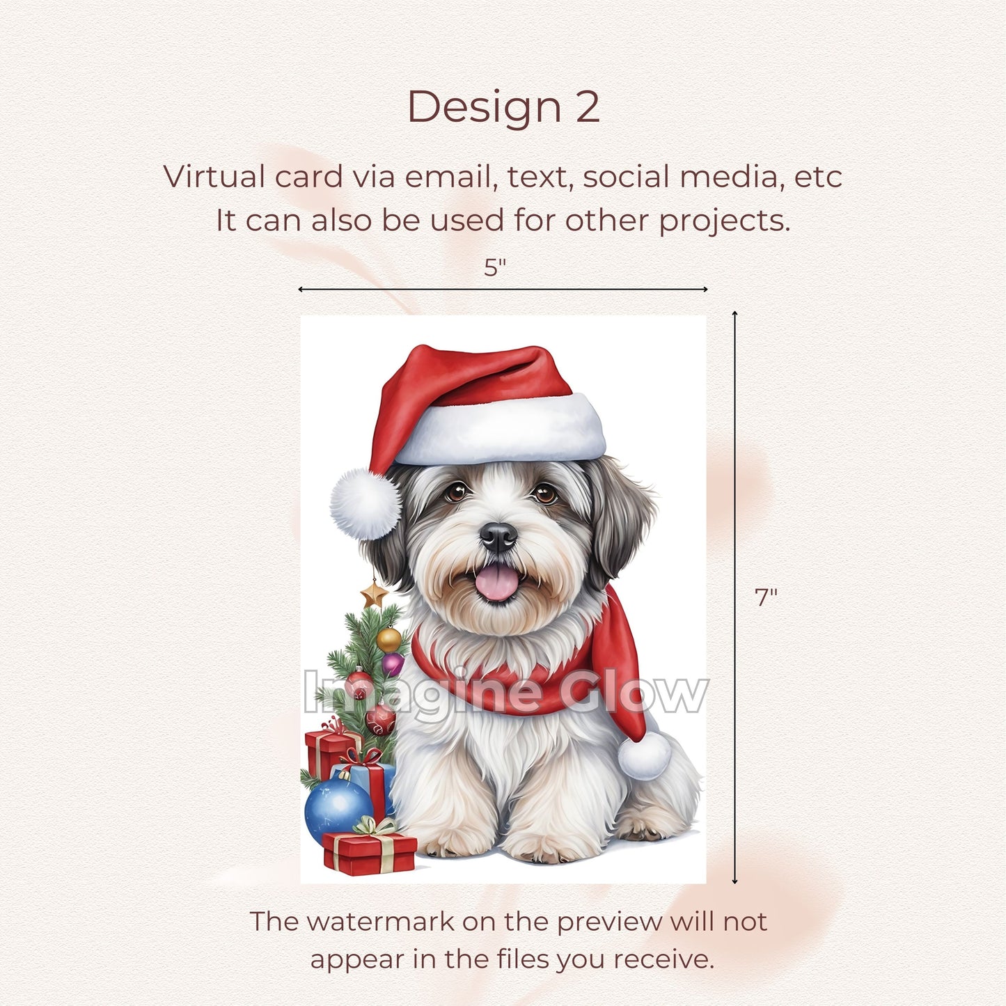 Dog lovers' Havanese Christmas card, printable for Christmas cheer.