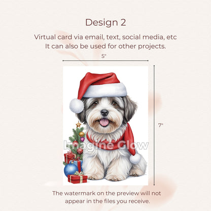 Dog lovers' Havanese Christmas card, printable for Christmas cheer.