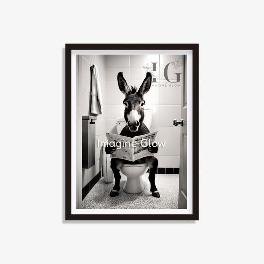 Donkey in toilet printable featuring a humorous animal illustration