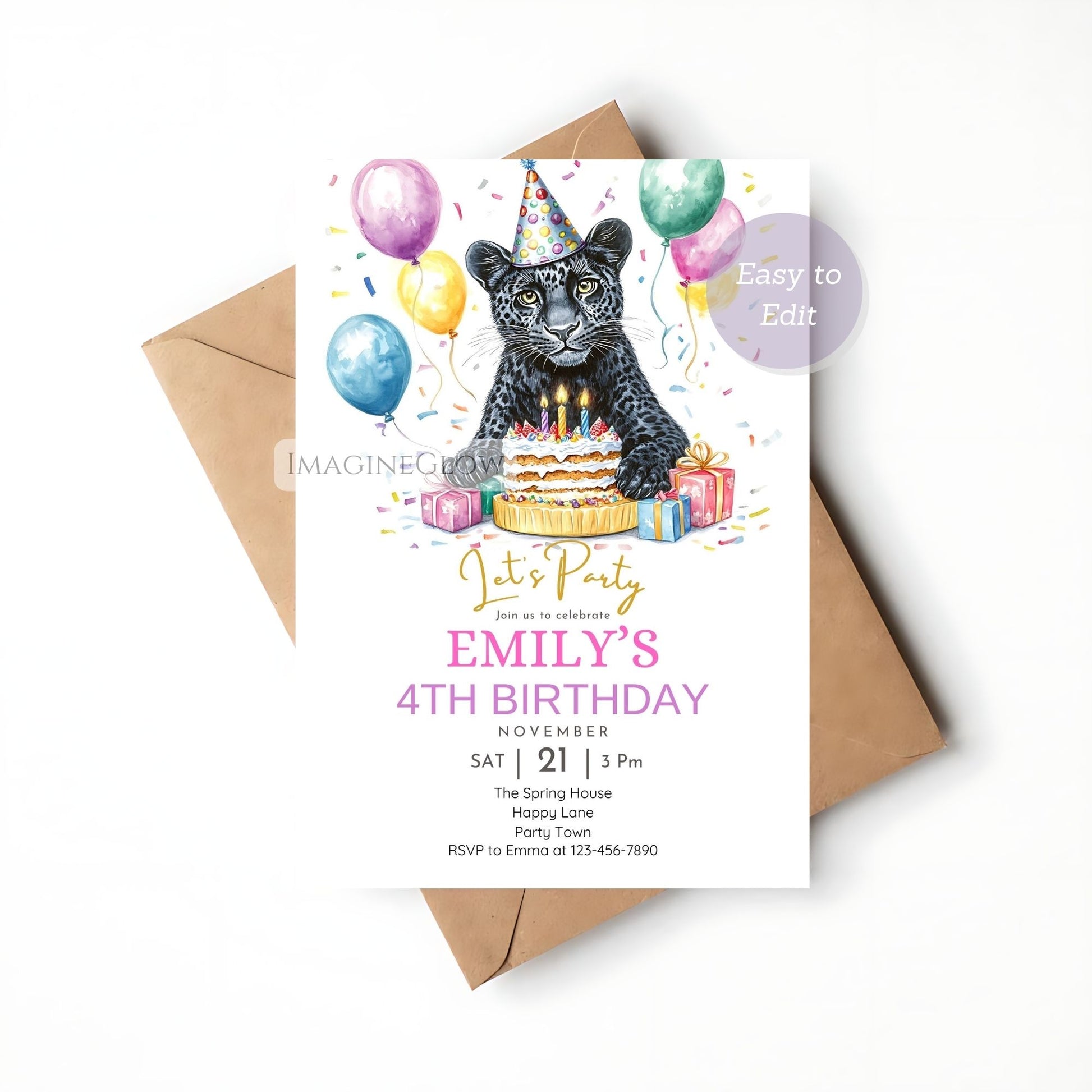 Jungle themed editable party invite
