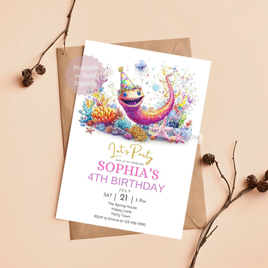 Eel birthday invitation for ocean party
Under the sea themed birthday invite

