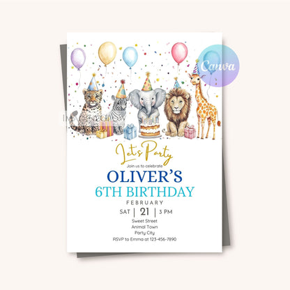 Wild one safari jungle animal invitation
Digital jungle party invitation for toddler
