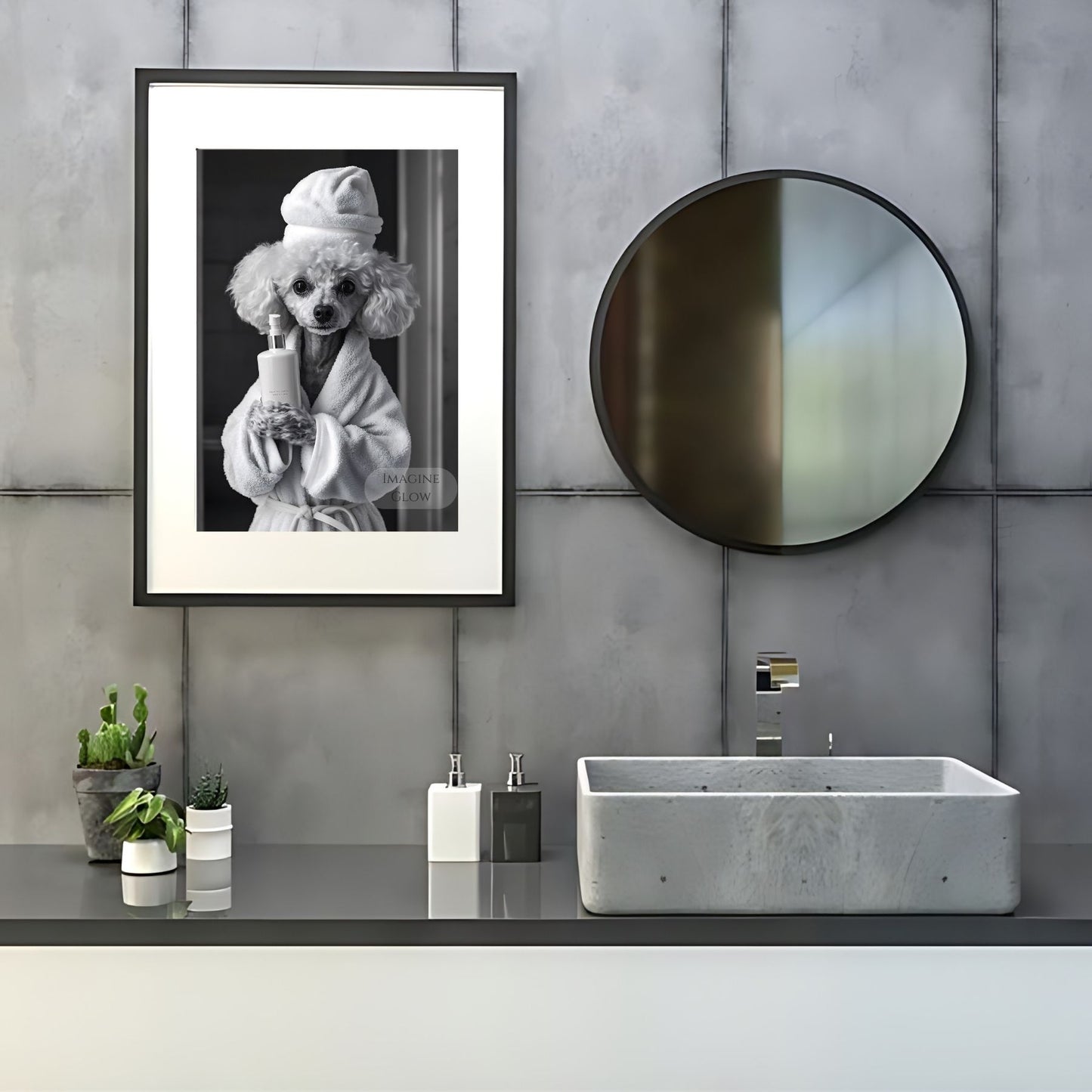 Playful Poodle-themed toilet art for bathroom decoration
