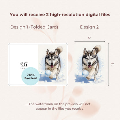 Festive Husky Christmas Card for Dog Lovers