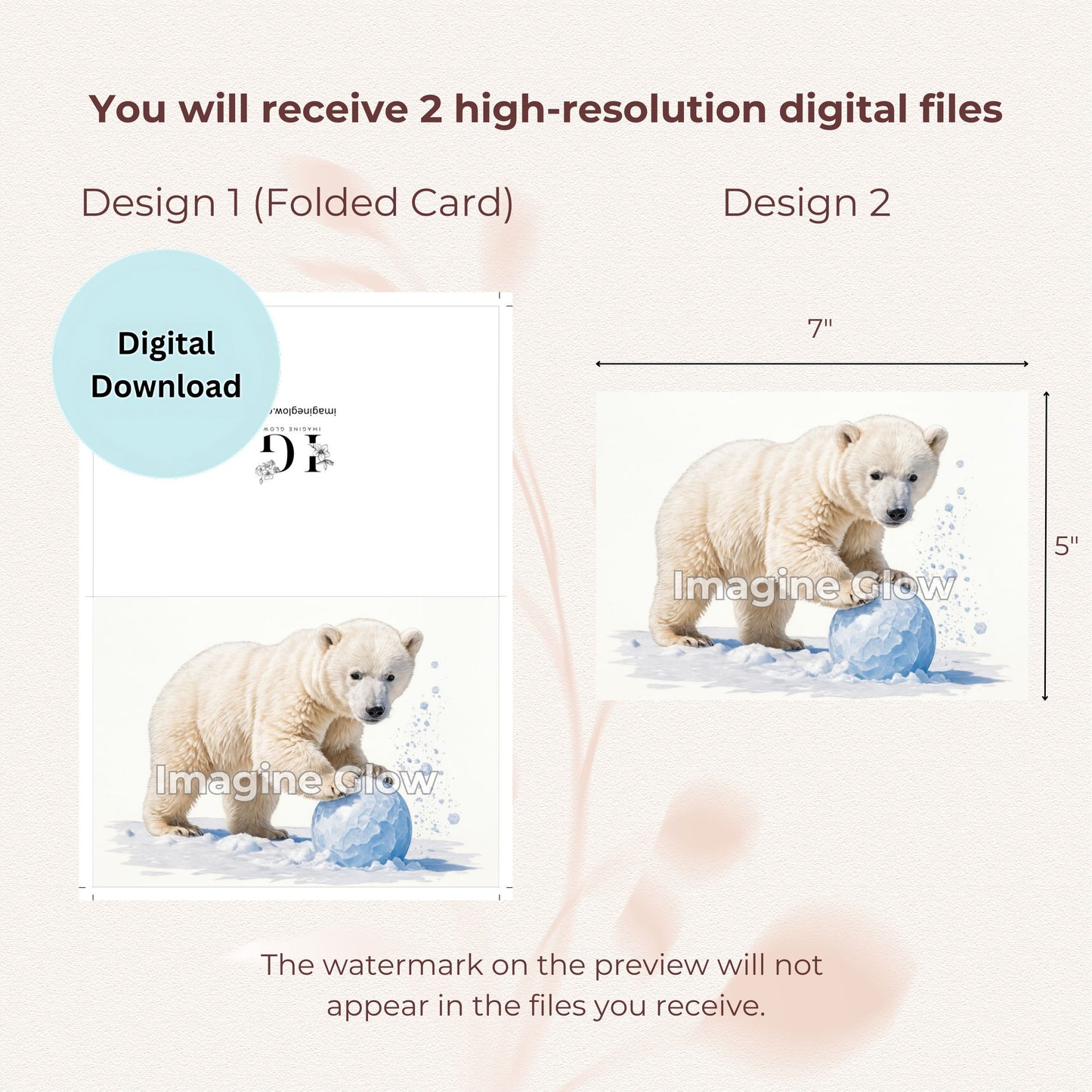 Festive Polar Bear Winter Greeting Card Printable