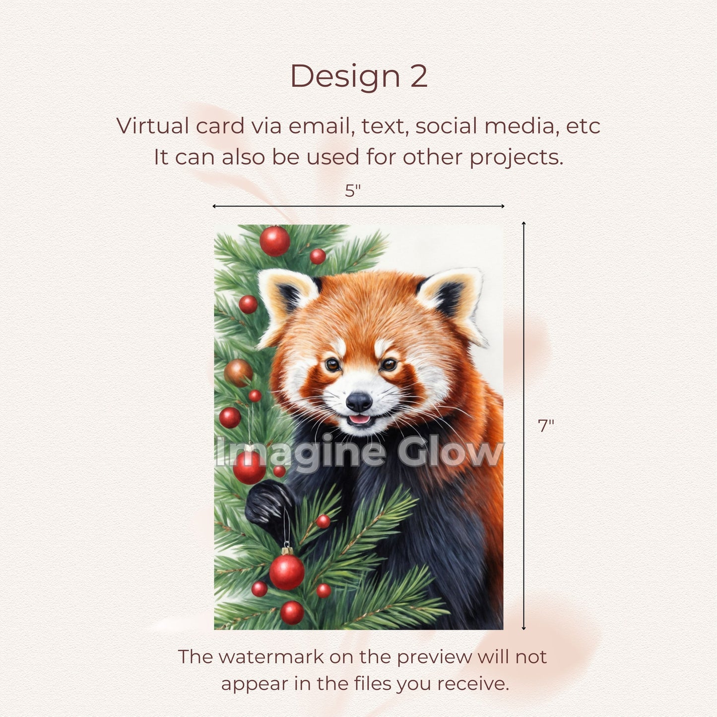 Festive Red Panda Christmas Card - Printable Animal Greeting
