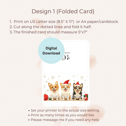 Festive dog holiday card set, perfect for Christmas greetings.