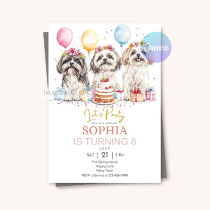 Whimsical wildflower dog birthday template
