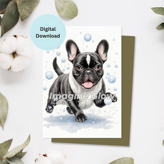 French Bulldog Christmas Card - Printable Dog Greeting Card