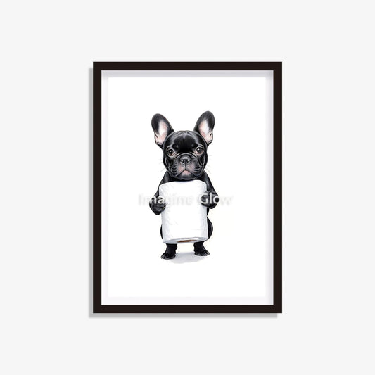 French Bulldog in toilet printable featuring a funny dog illustration
