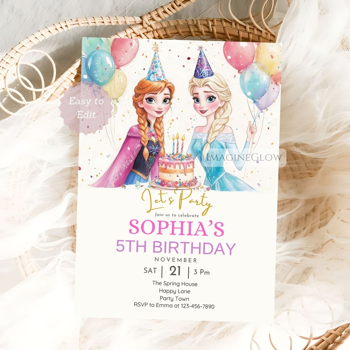 Frozen birthday invitation
Elsa and Anna birthday invite
