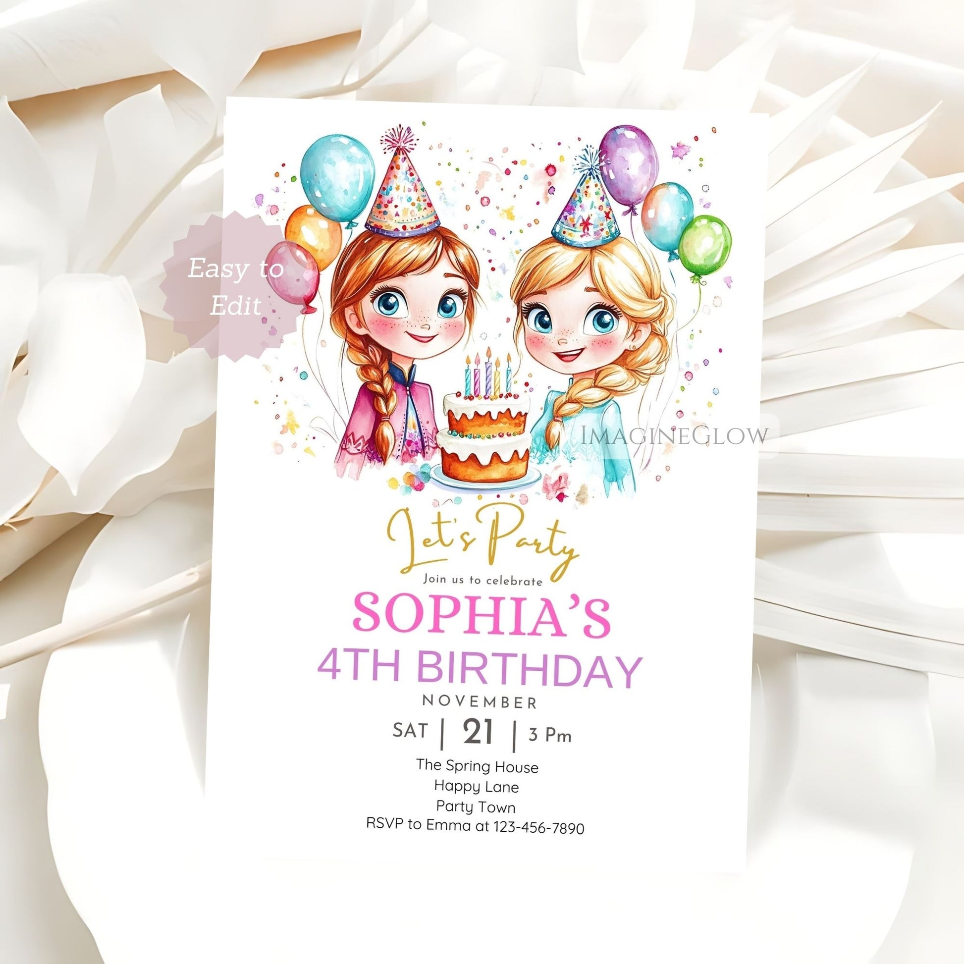 Frozen editable birthday template
Frozen magical princess invitation
