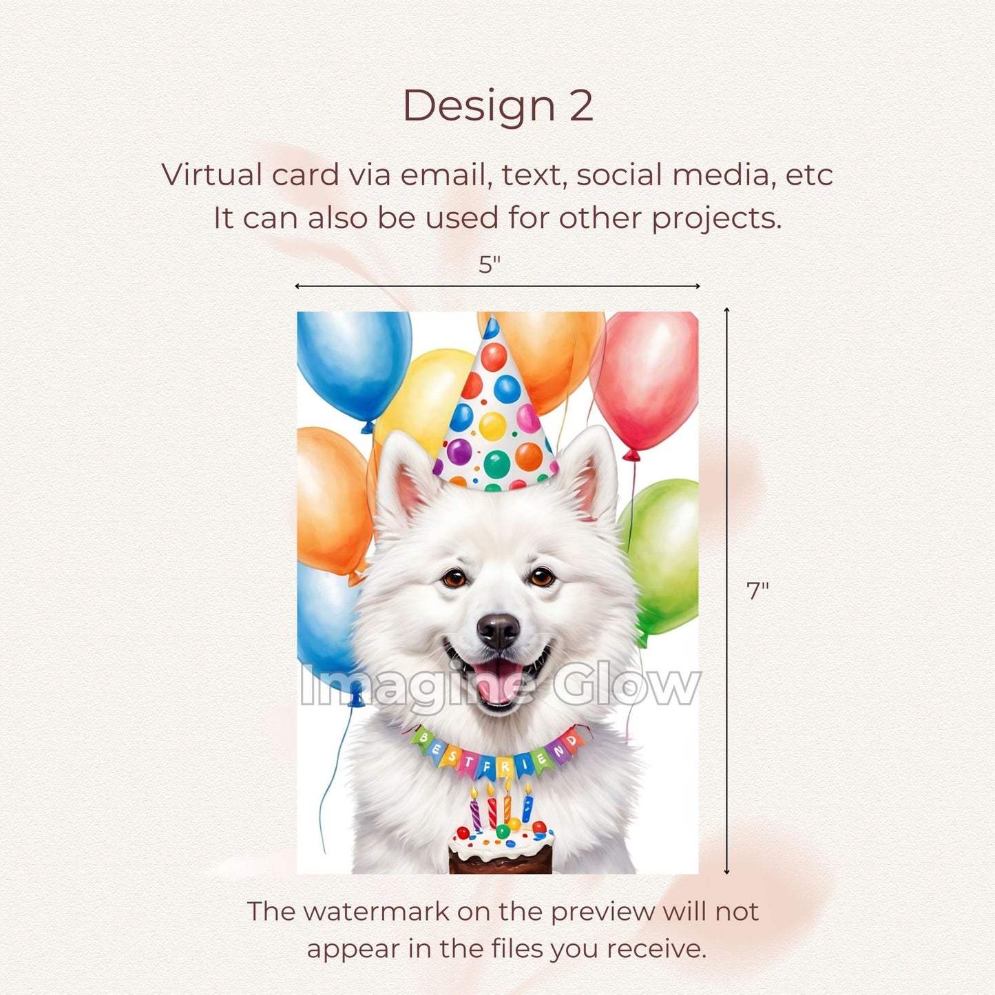 Fun American Eskimo dog birthday card for pet lovers