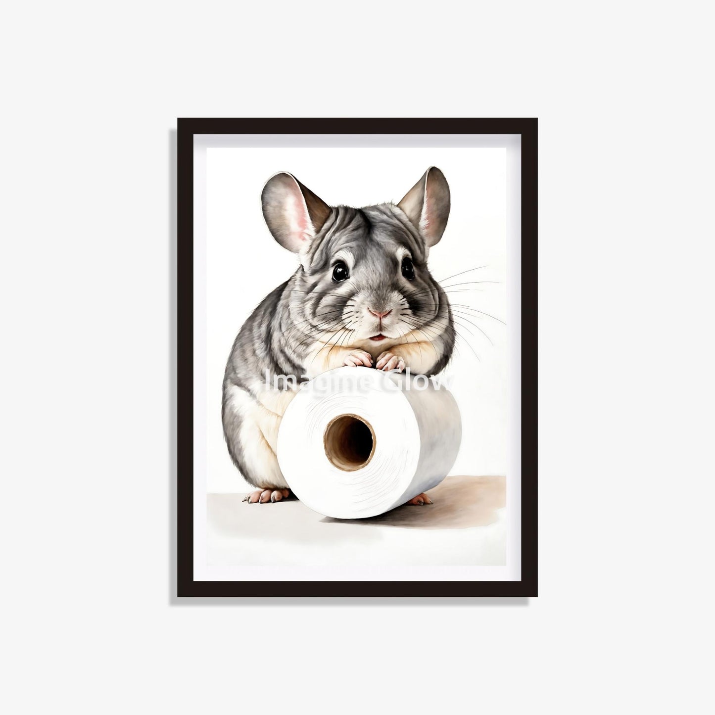 Funny Chinchilla in Toilet bathroom wall art.