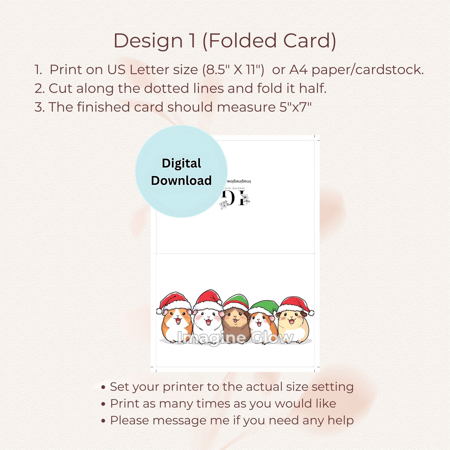 Guinea Pig Holiday Card for Animal Lovers