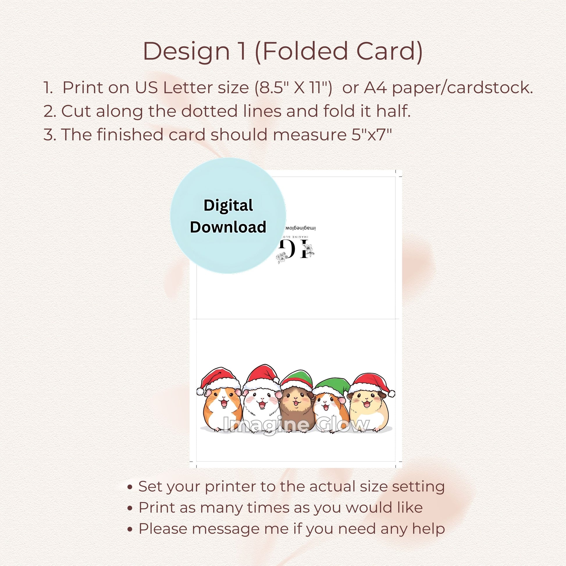 Guinea Pig Holiday Card for Animal Lovers